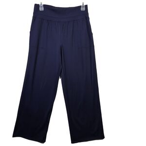Stylus Pant High Rise Wide Leg Blue Stretch Ponte Women Large